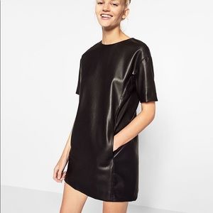 Faux leather mini dress